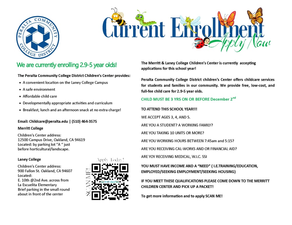 PCCD Children's Centers Enrollment Flyer
