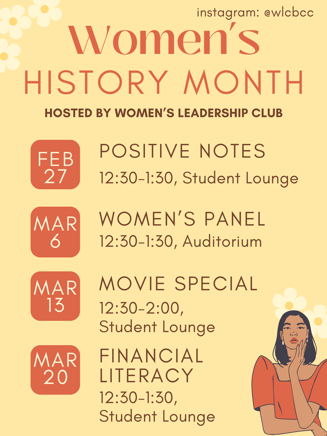 BCC Womens History Month Event Flyer