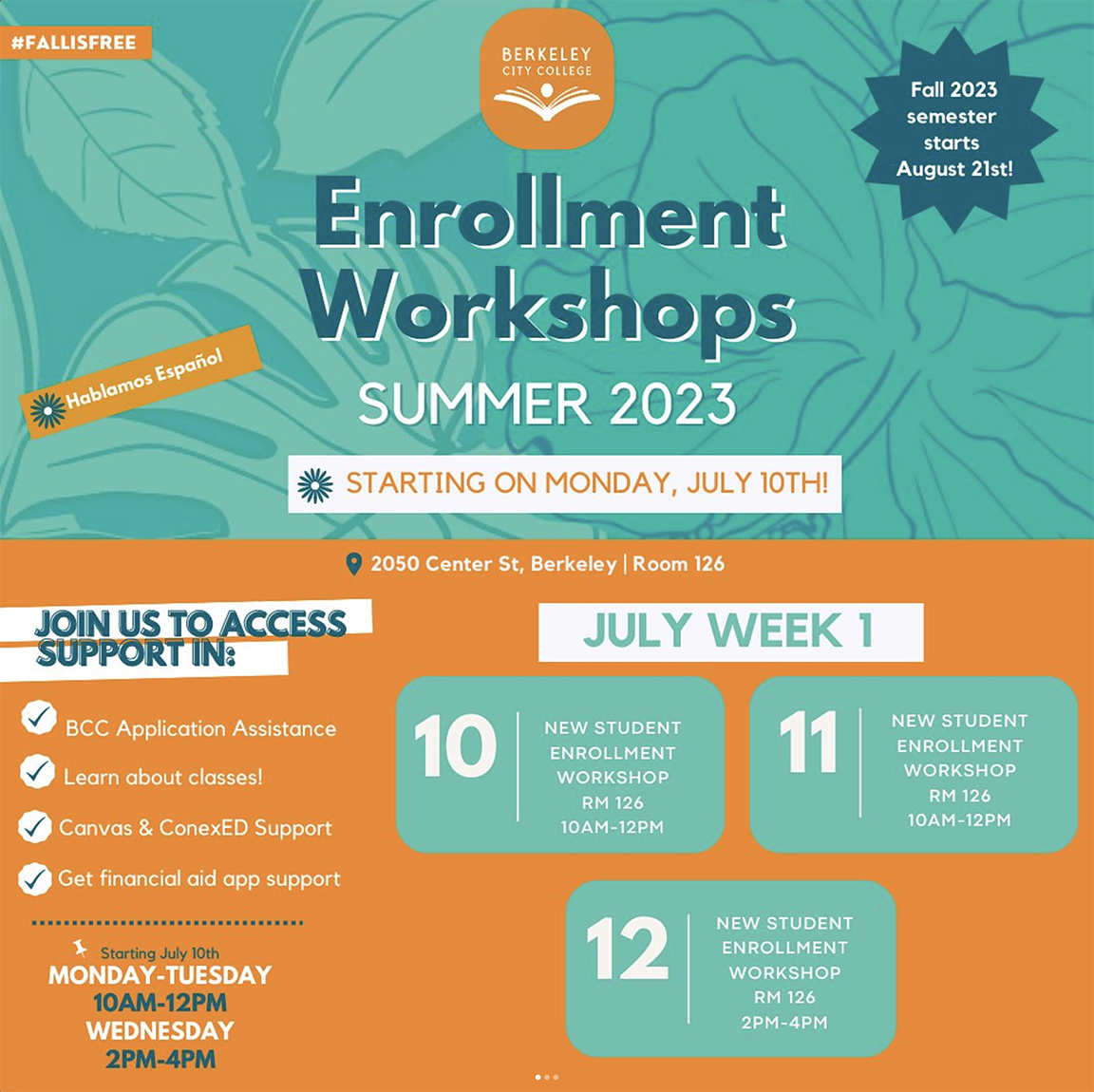 Berkeley City College Enrollment July 10 26, variable times