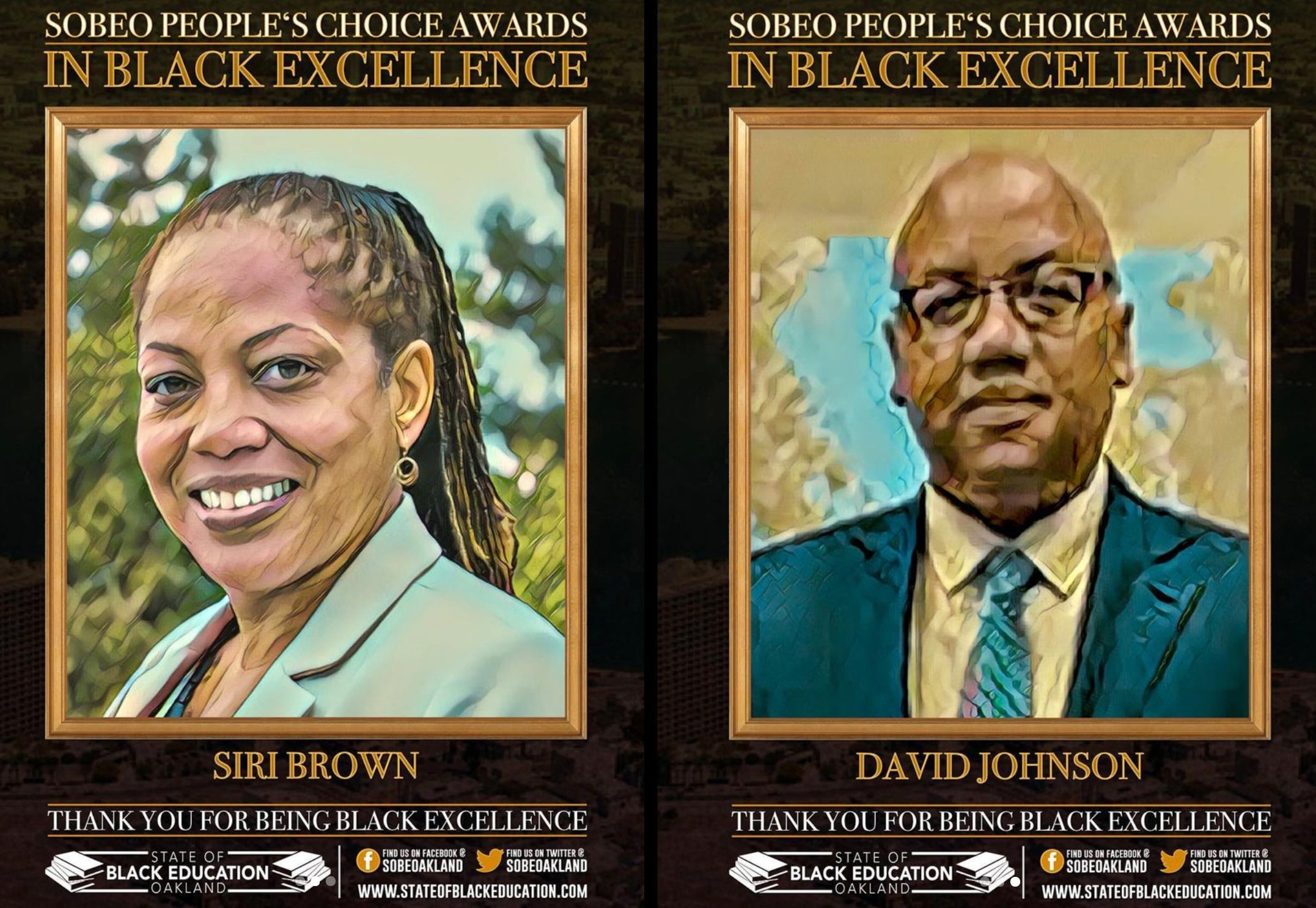 Portraits of Dr. Brown and Dr. Johnson from State of Black Education Oakland