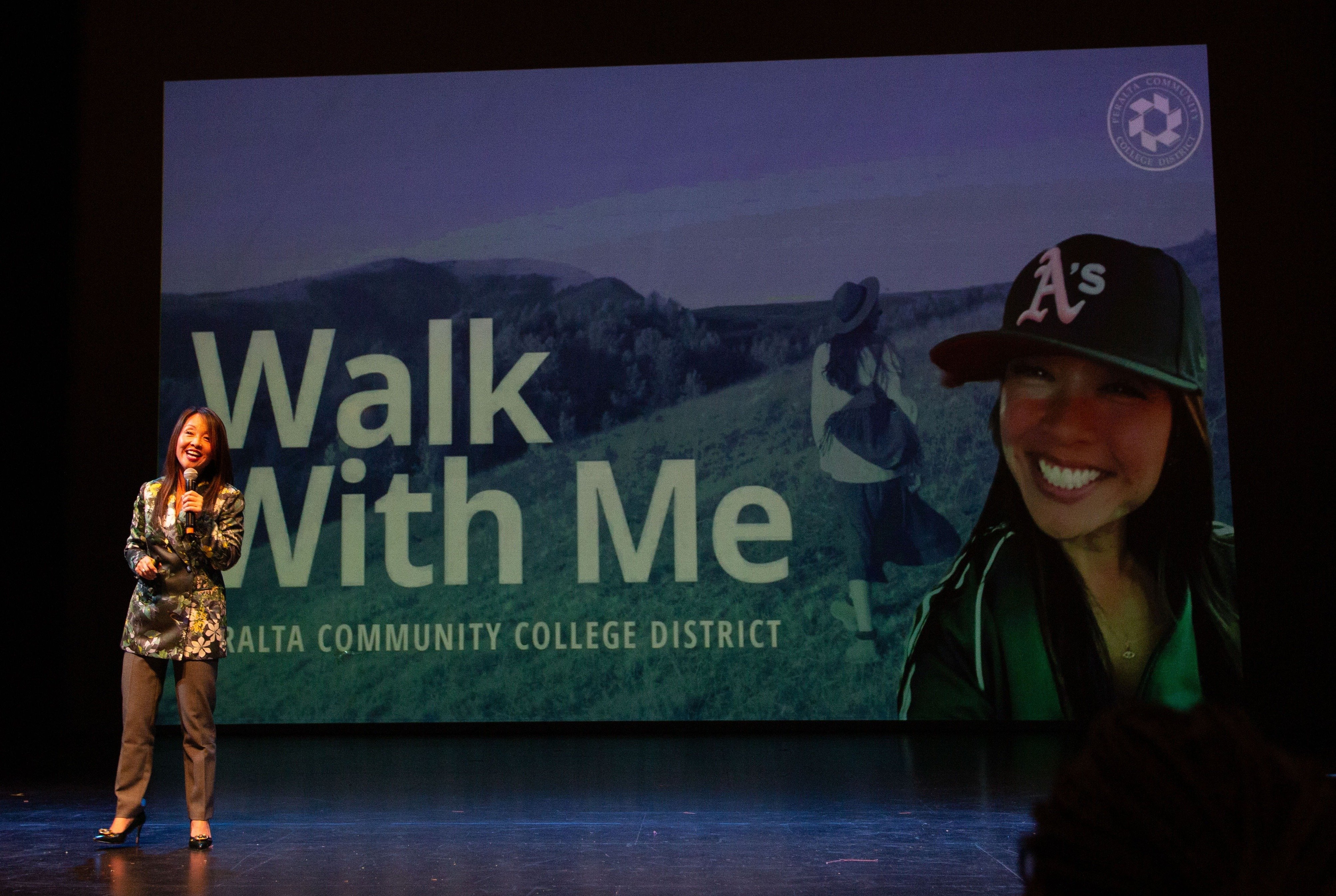 Dr. Tammeil Gilkerson asks the Peralta Community to "Walk With Me" during her Flex Day address on January 16, 2025