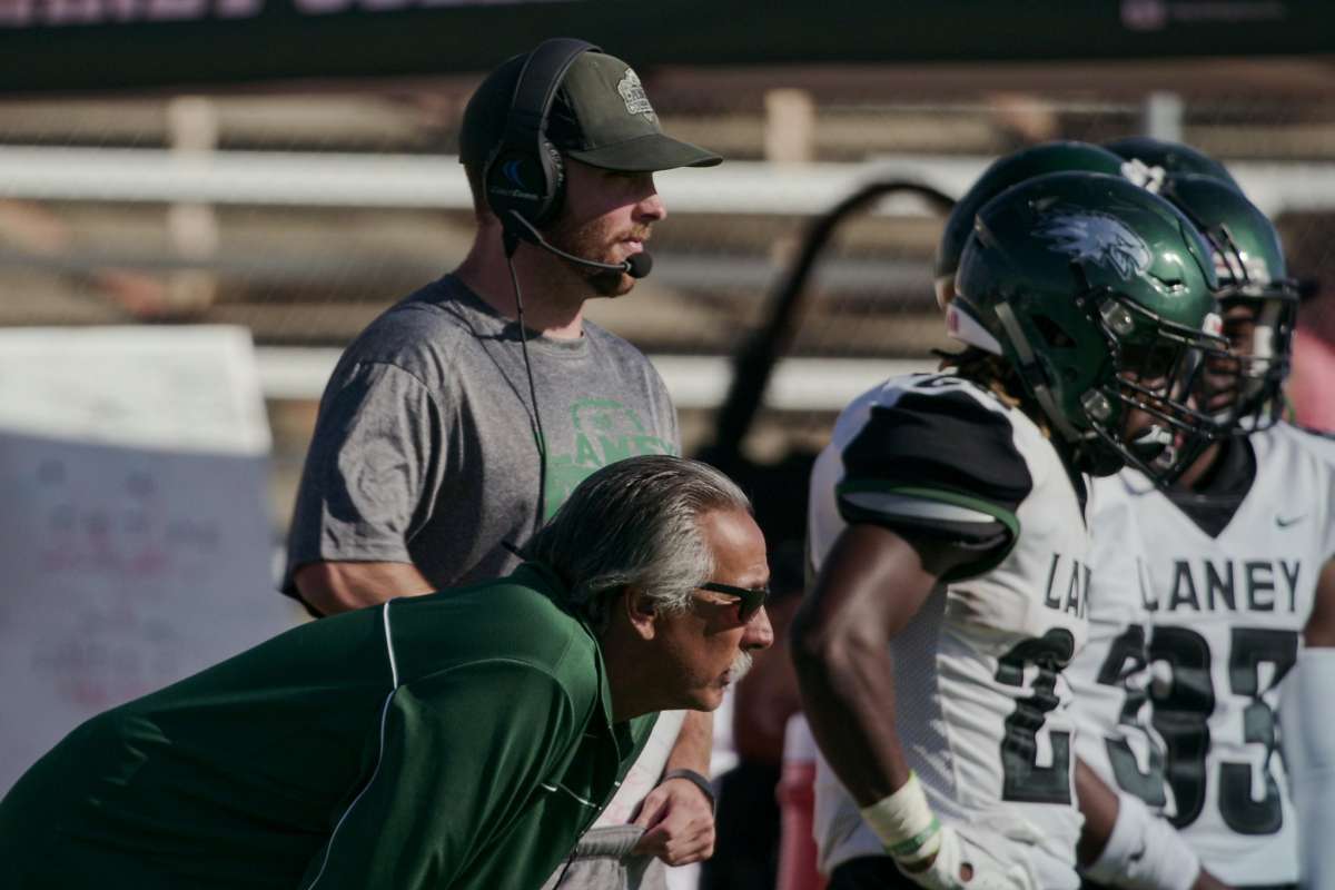 Laney College coaches and students on the sidelines courtesy of Netflix