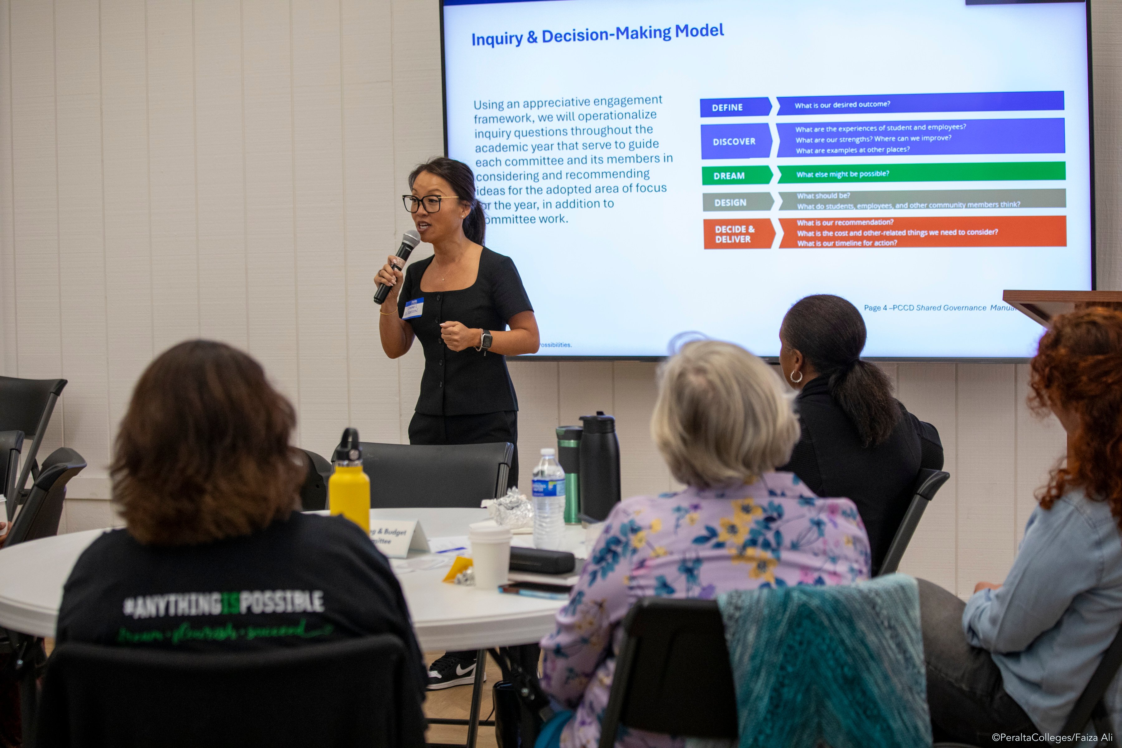 Chancellor Gilkerson talks about "appreciative inquiry" at the Shared Governance Summit, September 2025