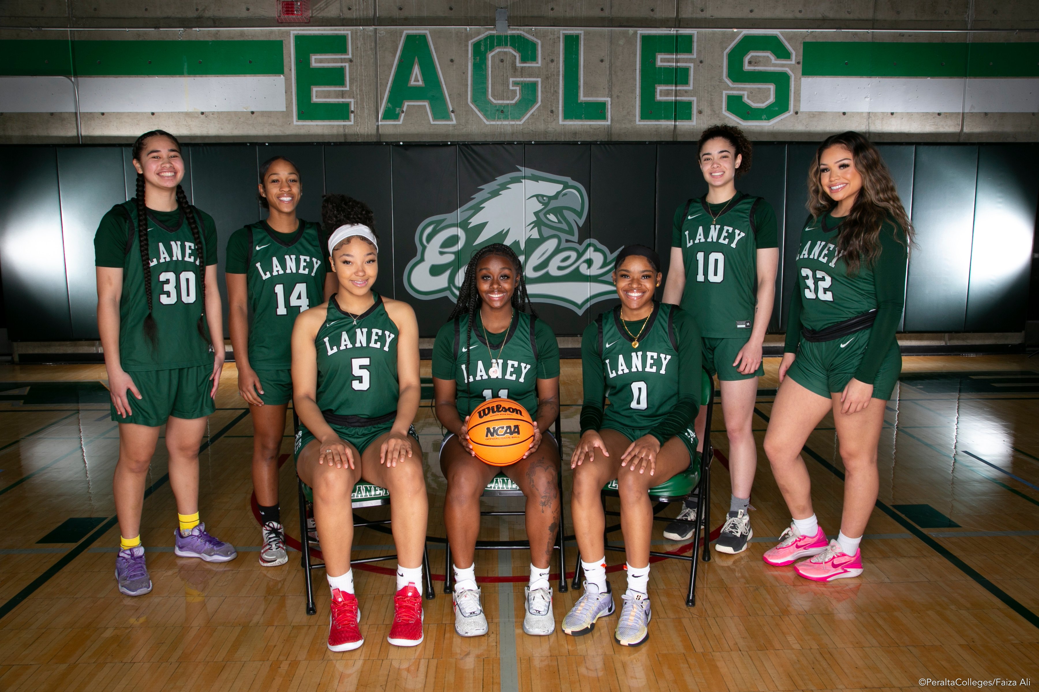 The Laney College Women's Basketball team pose for a team portrait, 2023-24 season