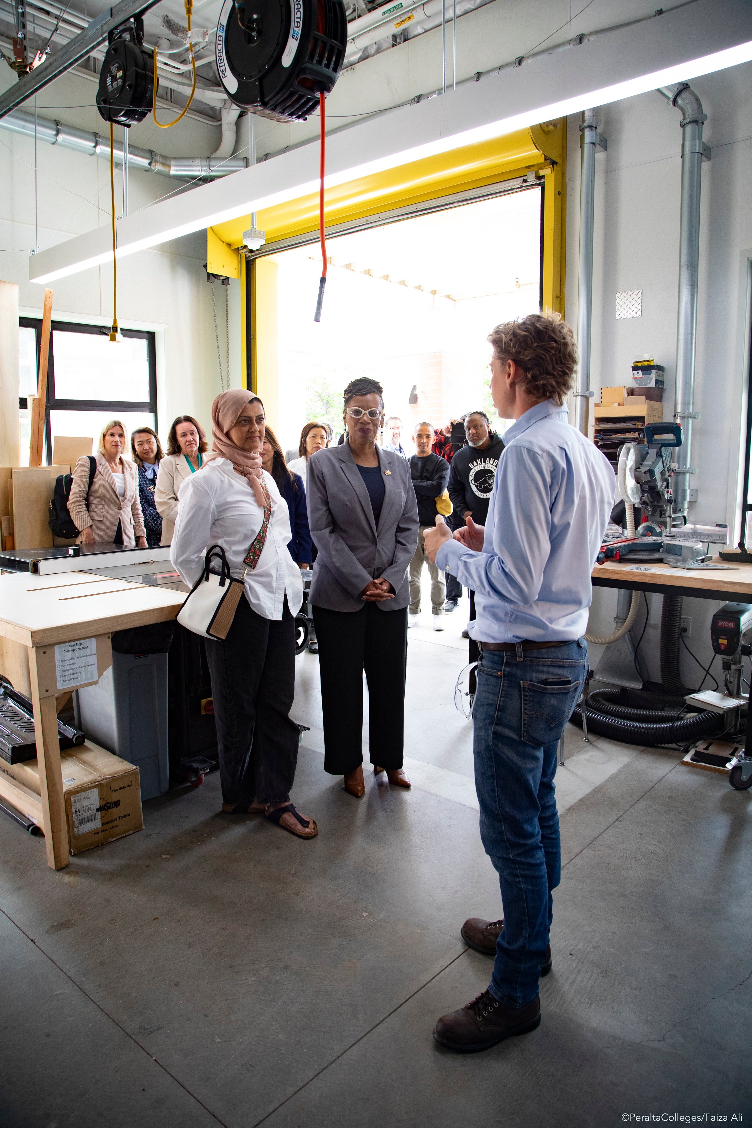 Laboratory Technician Holly Morris facilitating the Laney College FabLab tour