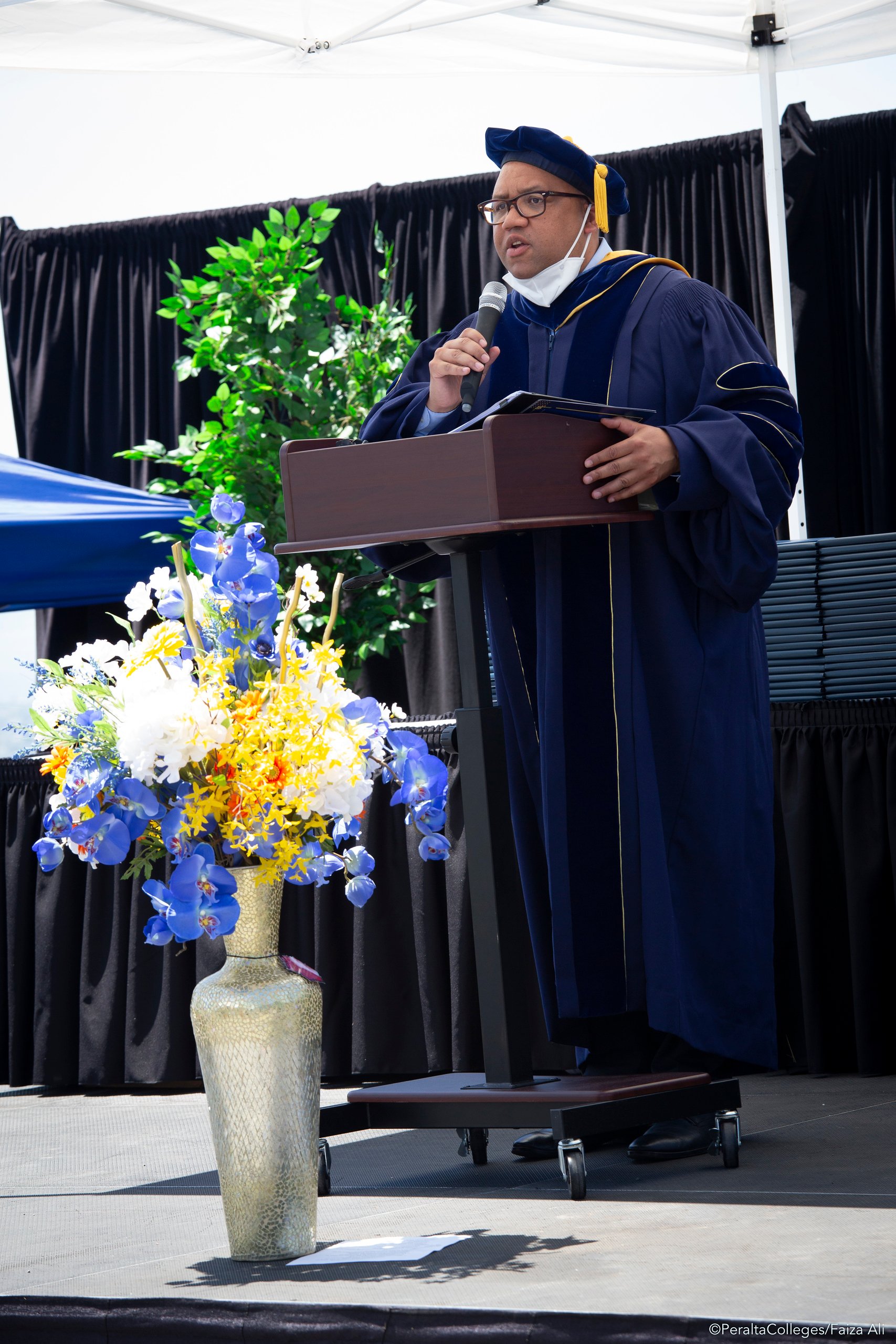 Merritt graduation Pres Johnson congratulates graduates