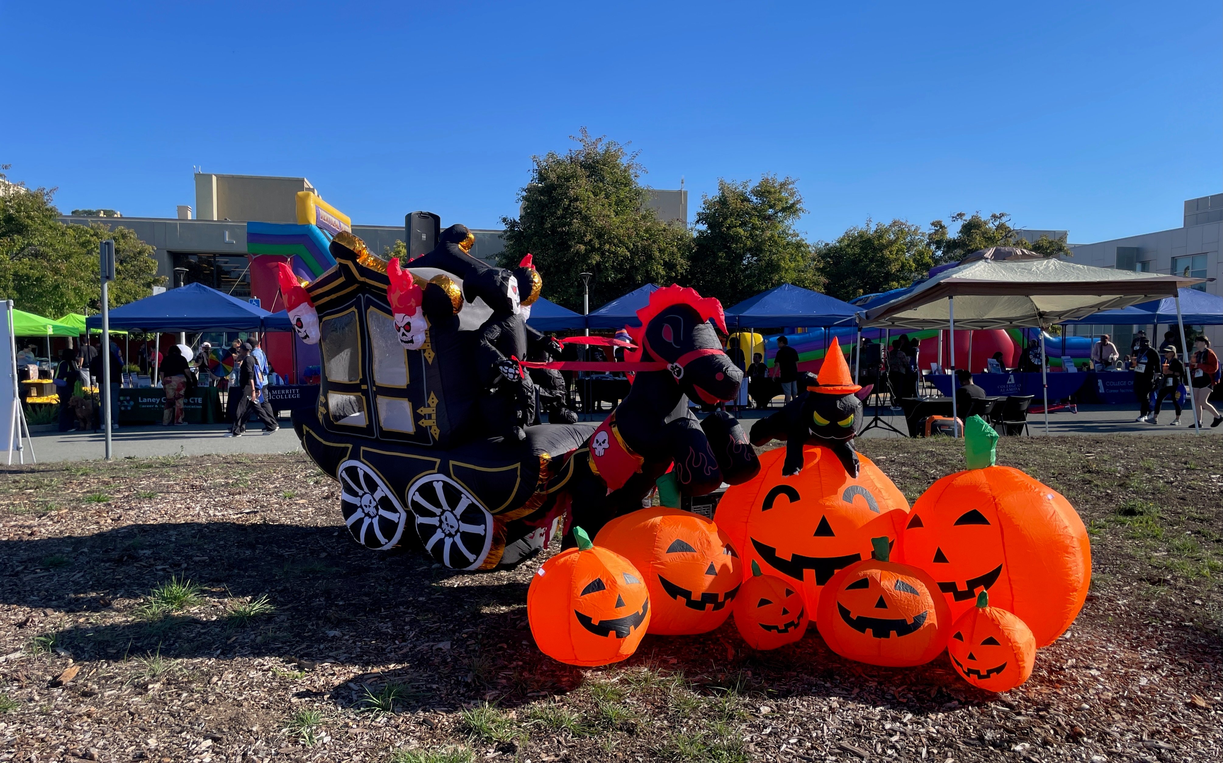 Inflatable pumpkins and a haunted carriage helped keep the spirit festive at the inaugural Peralta Pumpkin Pursuit 5K Fun Run