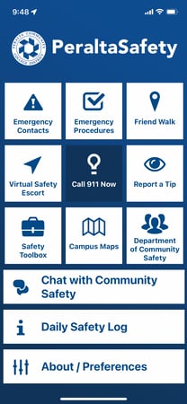PeraltaSafety Home Screen