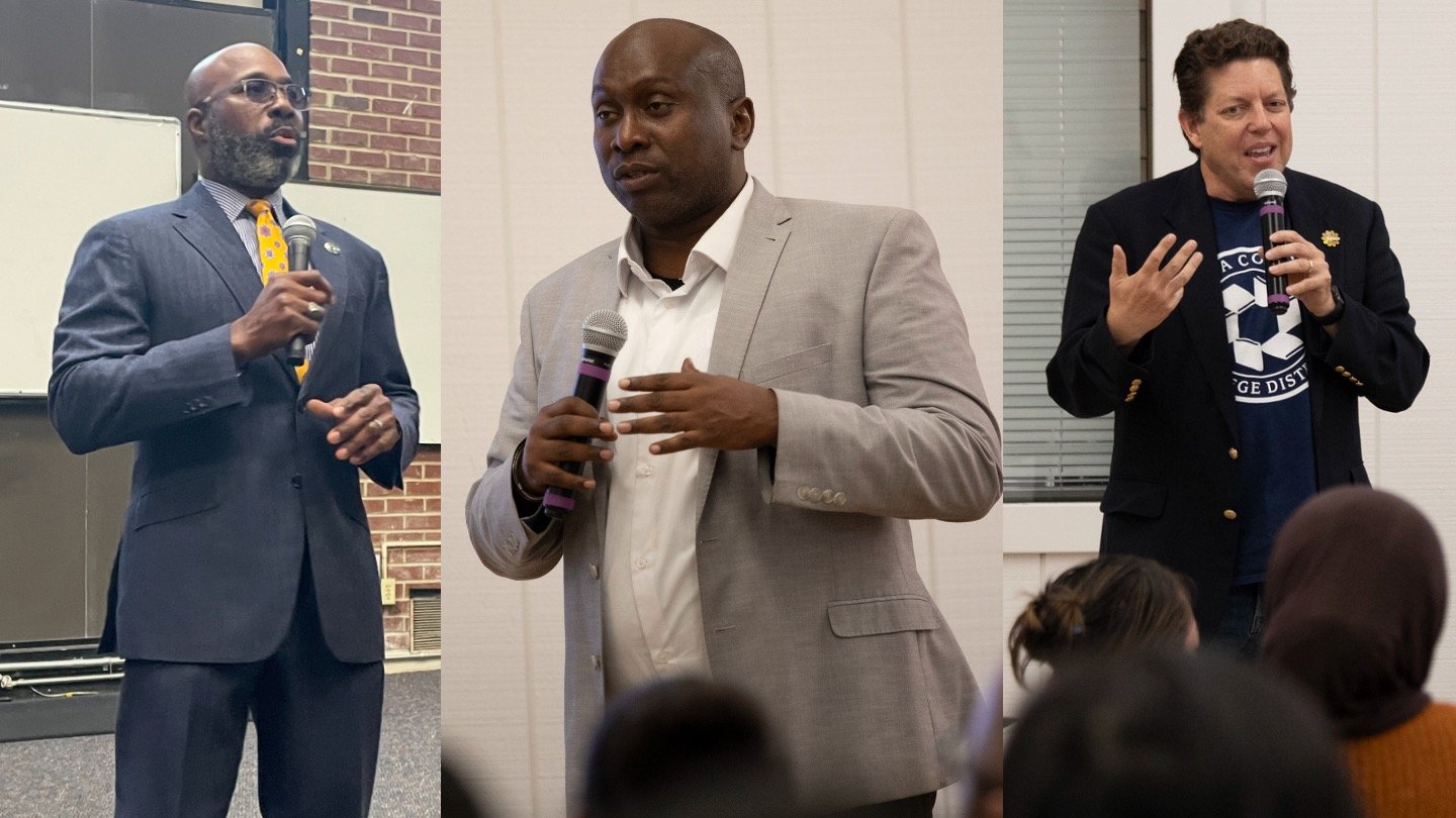 Abdul Pridgen, Antoine Mehouelley, and Mark Johnson are shown speaking during the roadshows