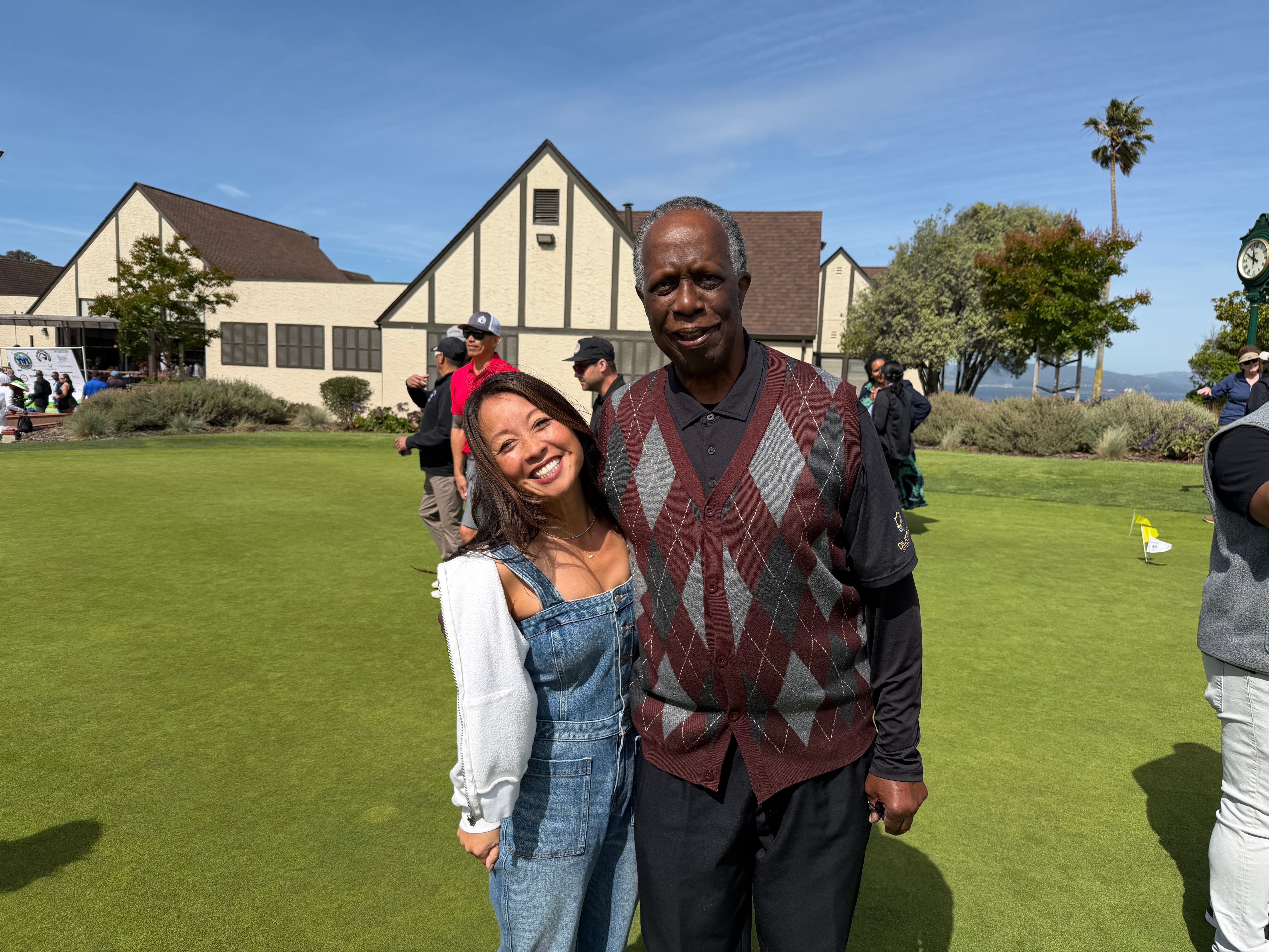 Dr. Tammeil Gilkerson with Dr. Bill Riley at the 2026 Peralta Colleges Foundation Golf Tournament