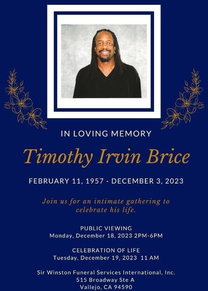 Timothy Brice Memorial Flyer