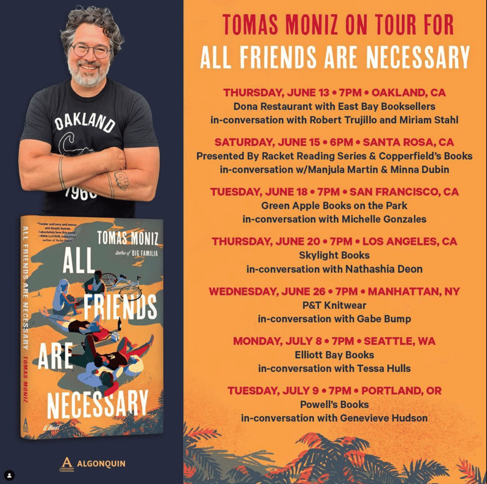 Tomas Moniz Book Tour Dates Flyer