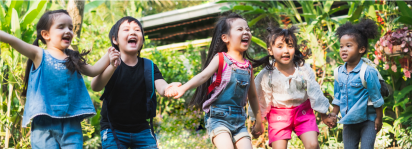 children playing and laughing outside