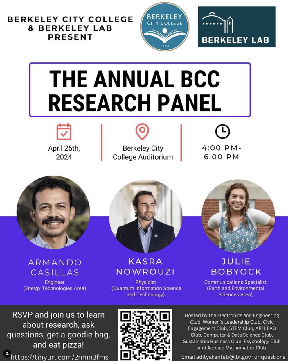 Lawrence Berkeley Lab Research Panel @ BCC, 4/25, 4-6pm