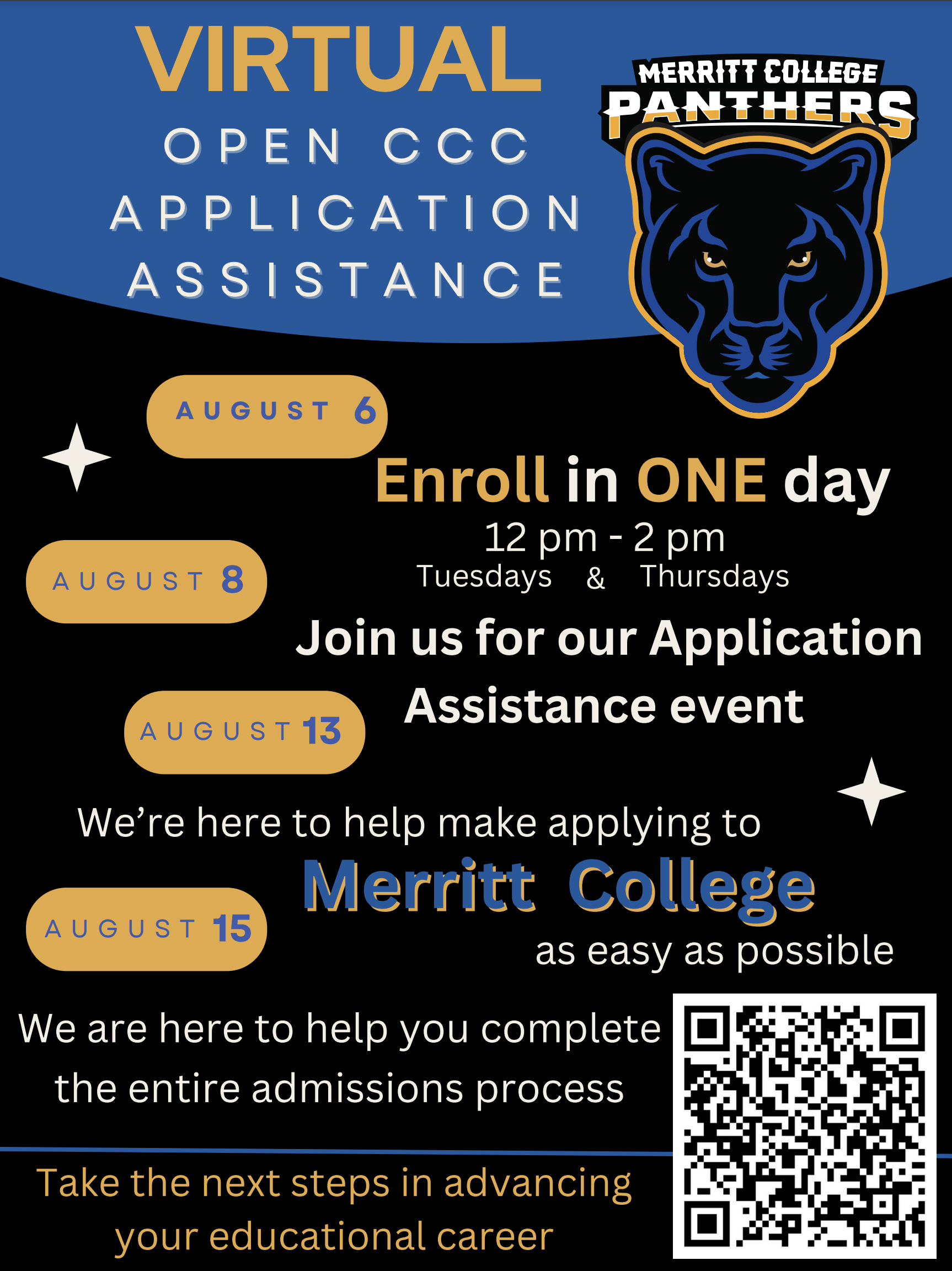 CCC Application Virtual Support w/ Merritt College: 8/6, 8/8, 8/13, 8/ ...