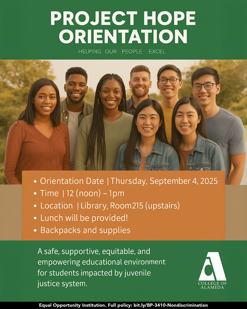 Join CoA's Project Hope Orientation, 9/4 @ 12pm