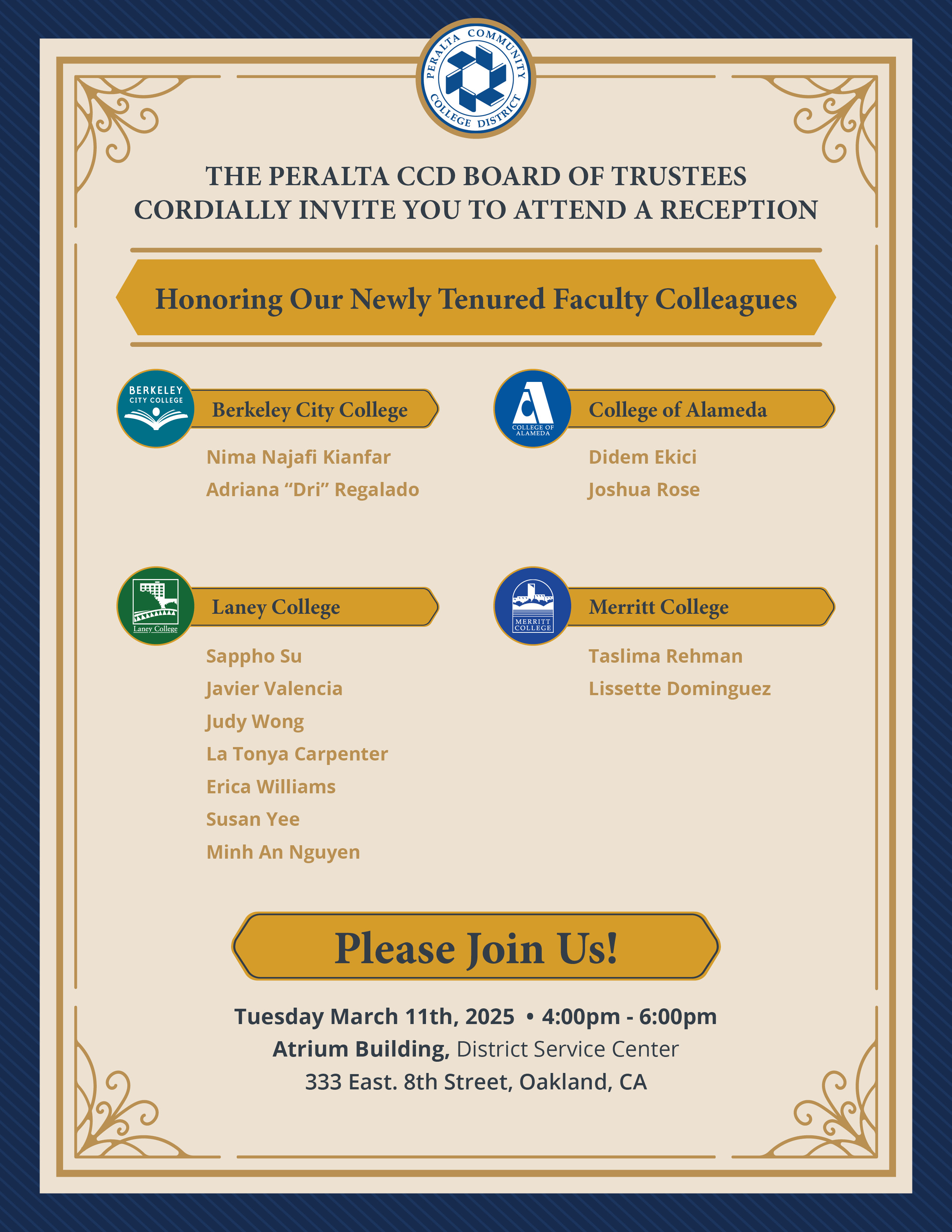 Tenure Faculty - Reception Invitation 2025