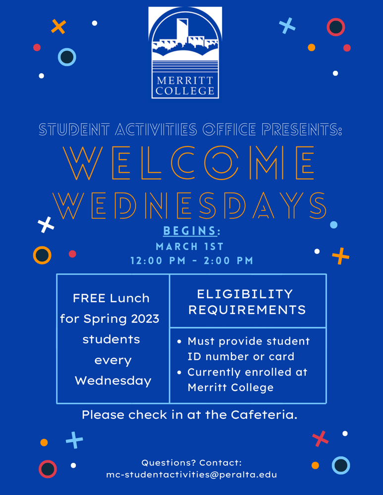 Free Lunch on Welcome Wednesdays @ Merritt, 12-2pm
